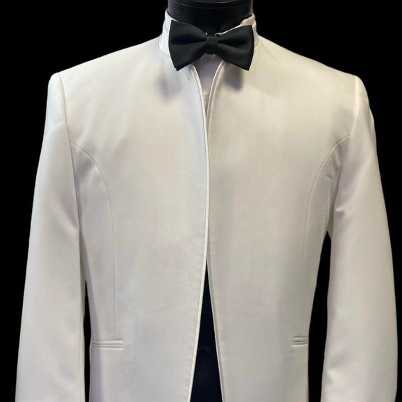 Men's White Mirage Tuxedo Jacket- Easy Care, Gala, Black Tie, Prom, Cruise - Picture 2 of 12